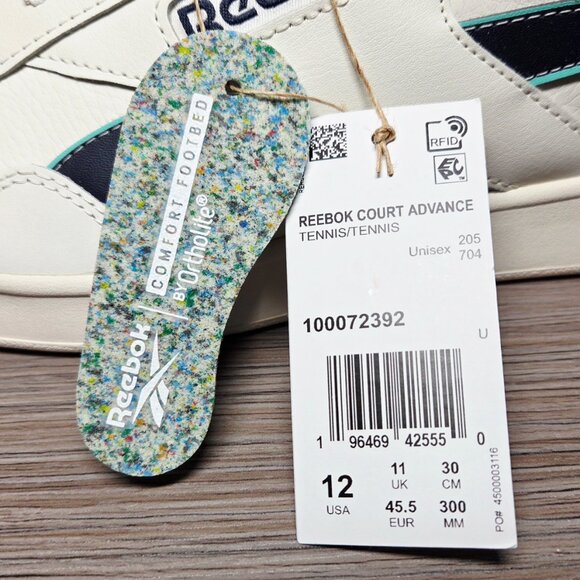 NEW!!! Reebok Court Advance-White,Navy,Teal-Leather, DMX Microbubble: Size 12 main image 12